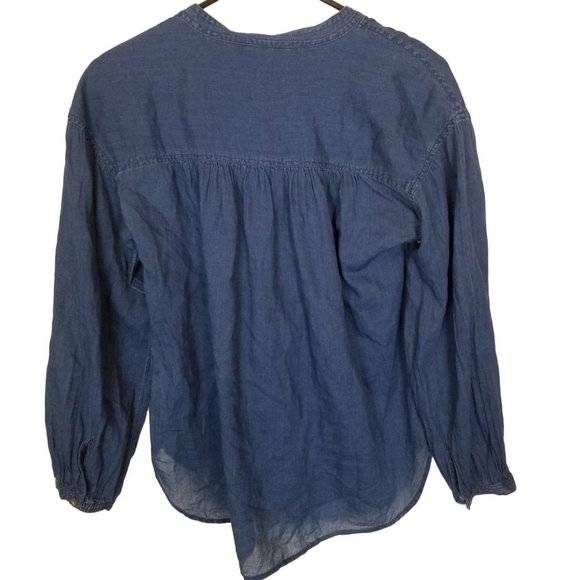 J. Crew Womens 2 Blue Chambray Long Sleeves Half B - Picture 8 of 8